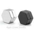 Black Anodized Hexagon Shaped Non Piercing Magnetic Ear Earring Plugs Ear Tunnel